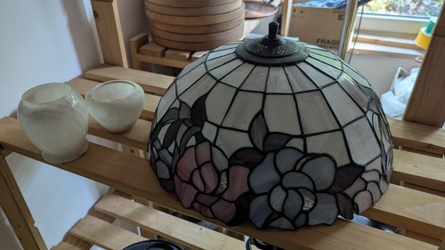 Jugendstil blei glas lampe - blei,