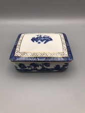 Royal Doulton Stände echte alte Willow Bone China rechteckige Schmuckschatulle