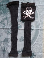 Armstulpen Armbinde Totenkopf Skull schwarz Netz Pulswärmer Gothic Punk Fasching