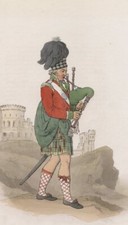 MUSIK - Dudelsackspieler - kol. Umrissradierung um 1820