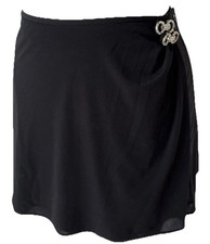 Vintage Gottex Mini Rock schwarz silber elegant transparent Glitzer Wickelrock