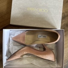 Jimmy Choo Pumps – Natural Python-Embossed Leather, Nude Tone, Pointed Toe