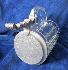 Alter Gasthaus zur Post Bach Bayern Glas Bierkrug mit Zinndeckel