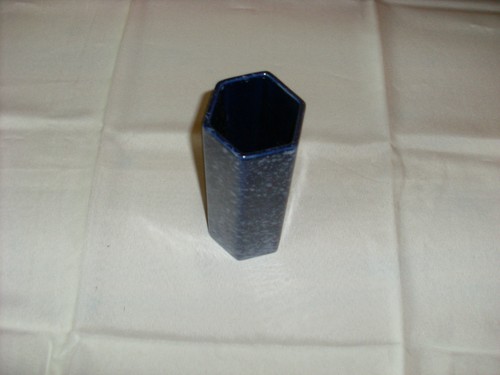 Vase blau gemustert eckig - vase,