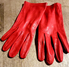 Lederhandschuhe Italy dünn ultraweich Damen ungefüttert rot Gr.8  24cm lang !!!