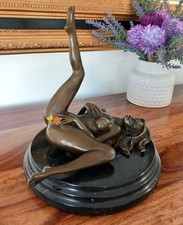 Bronzefigur Jungfrau Bronze Skulptur Frau Statue Akt Venus Erotik Deko Kunst
