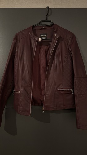 Damen leder jacke bordeaux - jacke,