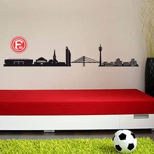 Wandtattoo Fortuna Düsseldorf Skyline mit Logo farbig Wandbild Wandsticker
