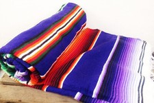 Ethno Decke lila bunt Indianer Boho Indianer gewebt Mexiko 225cm x 150cm Sarape