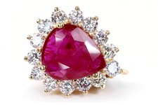 Perlen Clip Anhänger Rubin Tropfen 1,7 ct + 14 Diamanten 0,7 ct [BRORS 19542]