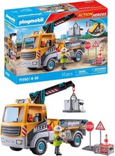 Playmobil Baustellen-LKW mit Kran - PLAYMOBIL Spielzeug ab 4 Jahre, Rollenspiel