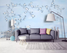 3D Blau Himmel Blume Q7680