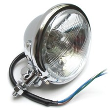 Motorrad Scheinwerfer Mini Bates Style 4 1/2 Zoll Bilux Chrom E-geprüft Custom