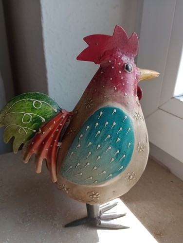 Huhn metall handarbeit bemalt - huhn,