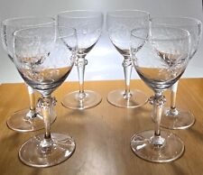 6 Theresienthal Weingläser Kristallglas  Vogel Blumenbouquet Höhe : 14,5 cm