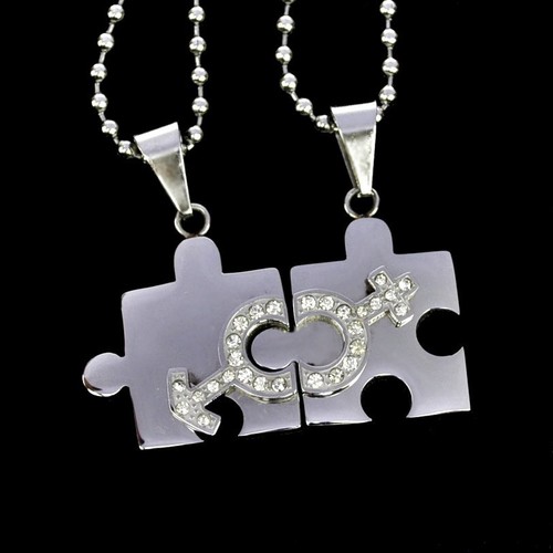 Partnerkette puzzle edelstahl - partnerkette,