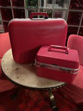 DelSey Koffer + Beauty Case 70er Jahre ROT Rarität und Vintage - Top Zustand !