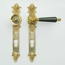 Gründerzeit Haustürbeschlag Messing poliert Engel und Teufel (5-1a-MS)