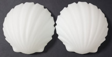 Glashütte Limburg 2x Wandlampen Space Age Opalglas Muschel Lampe Leuchte Vintage