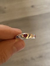 Y2k Gems Ring Herz Rot Vintage 925 Sterling Silber