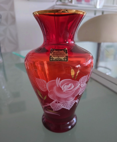 Vase glas rot gold rose - glas,