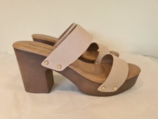 Damen Slipper Clog Sandalen Riemchen Keilabsatz Plateau Absatz Größe 4-8 Neu mit Karton