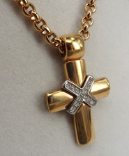 Neugablonz: Anhänger Kreuz an Kette Design 1980er Swarovski Elements (122682)