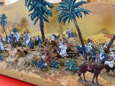 "Wüstenschlacht" Zinn-Flachfiguren 30mm beidseitig bemalt, Diorama 65x21cm