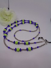 Wunderschöne Brillenkette Glasschliff-Howlithperlen blau/hellgrün/silber UNIKAT