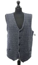 Daniele Fiesoli Herren Strickweste Weste XL blau grau Grobstrick mit Lammwolle