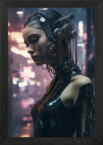 Cyber tech girl gerahmtes - tech,