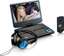 LENCO tragbarer DVD-Player 9" USB Blau Kopfhörer KFZ Akku Fernbedienung