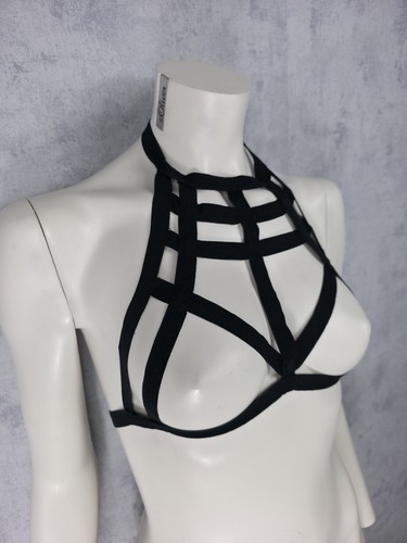 Gothic harness cage bra - gothic,