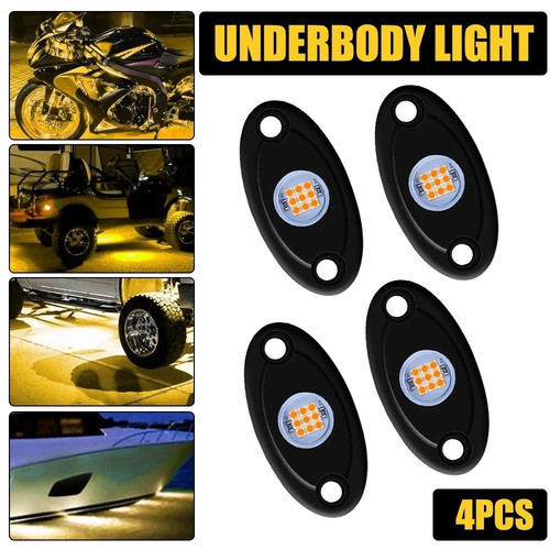4pc amber 9led rock light - 9led,