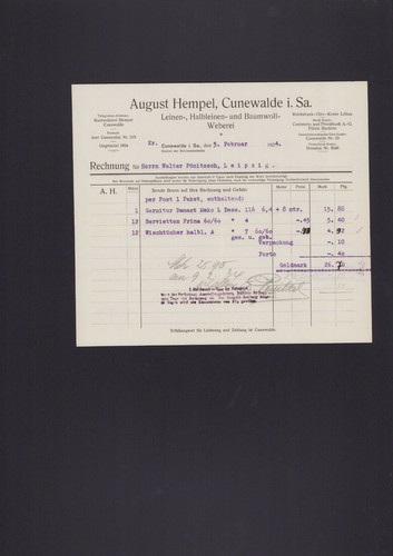 Cunewalde rechnung 1934 - cunewalde,,