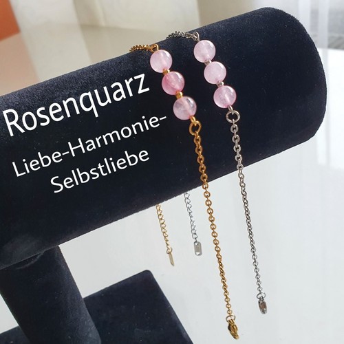 Rosenquarz 18k gold silber - rosenquarz,