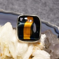 Tigerauge Ring, 925er Silber