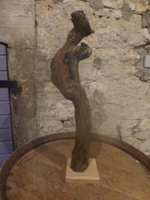 Stele Skulptur Holz Naturholz 68 cm hoch Deko Dekoration Weinstock Kunstobjekt