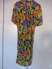 Vintage Cavita Hosenrock Kleid Wickelkleid Bunt Taschen  40 Mohnblumen  Krepp