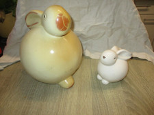 2 Deko Hase braun / weiß Keramik