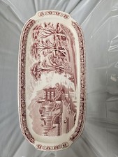 Antikes Servier-/Deko-Tablett – Old England Marke – rotbraunes Landschaftsdekor