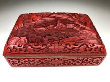 Vintage Chinesische Rotlack Schatulle Handarbeit Schmuck Schatulle China 19 Jh