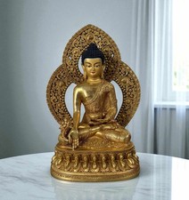 Medizin Buddha Figur Bronze Bhaisajyaguru Tibet China Skulptur - 34 cm groß