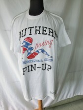 MONTEZUMA Denim T-Shirt Pin-Up Girl weiß Strass Glitzer Gr. XL * NEU