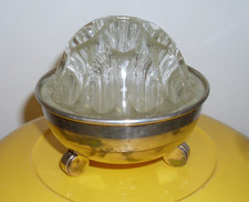 Blumenigel Ikebana Glas Vase Blumenfrosch in Fein-Silber-Auflage Schale art deco