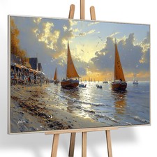Leinwand Bild Strand Meer Boot