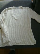 Le Tricot Longhin cremefarbener Strickpullover mit V-Ausschnitt Größe XXL