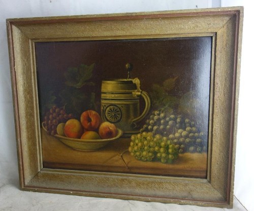 ölbild gemälde obst zinnkrug - Ölbild,