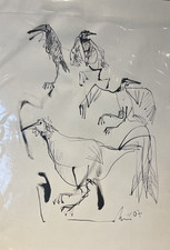 Vögel Skizzen orig. Feder