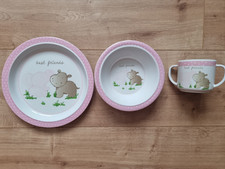 Baby Geschirr Set "best friends" rosa/weiß 3 tlg.
